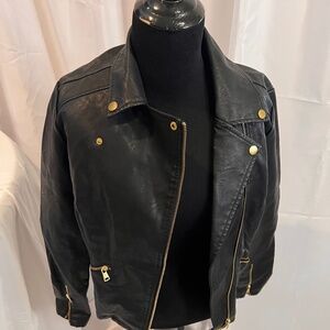 Women's Baccini faux black leather Moto jacket, size small